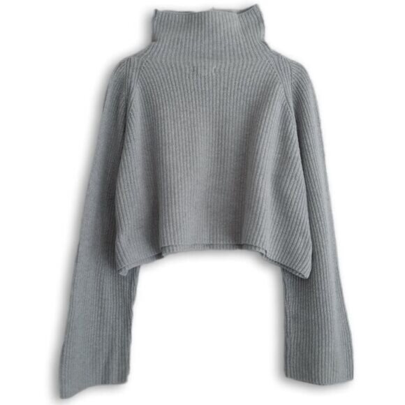 LEITH Nordstrom Cropped Turtleneck Sweater Grey Sz L - Picture 7 of 11